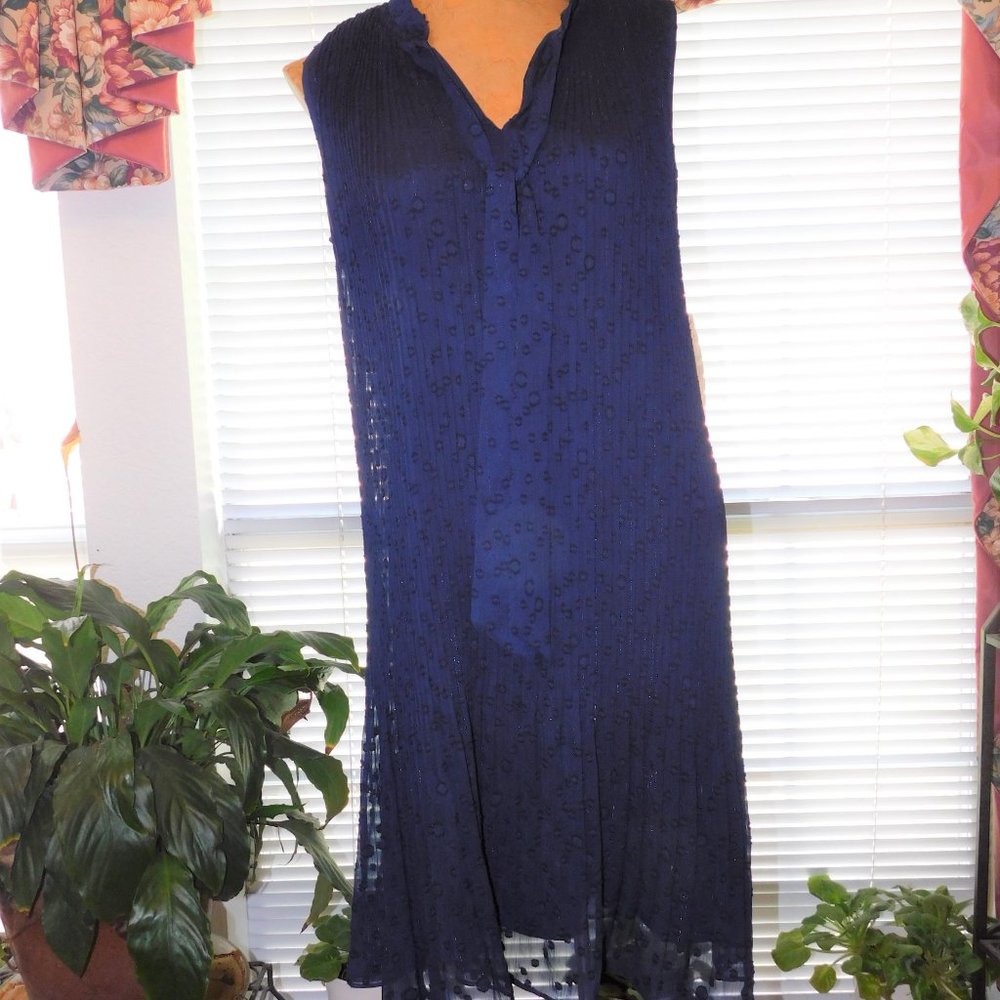 NWT $148 Navy Blue Pleated Dress NANETTE LEPORE S 8